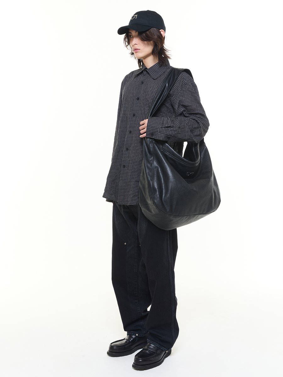 SHOOP 19SS ジャケット ブラック×ブルー UNI ロゴワッペンクロップブルゾンジャケット【ネイビー】