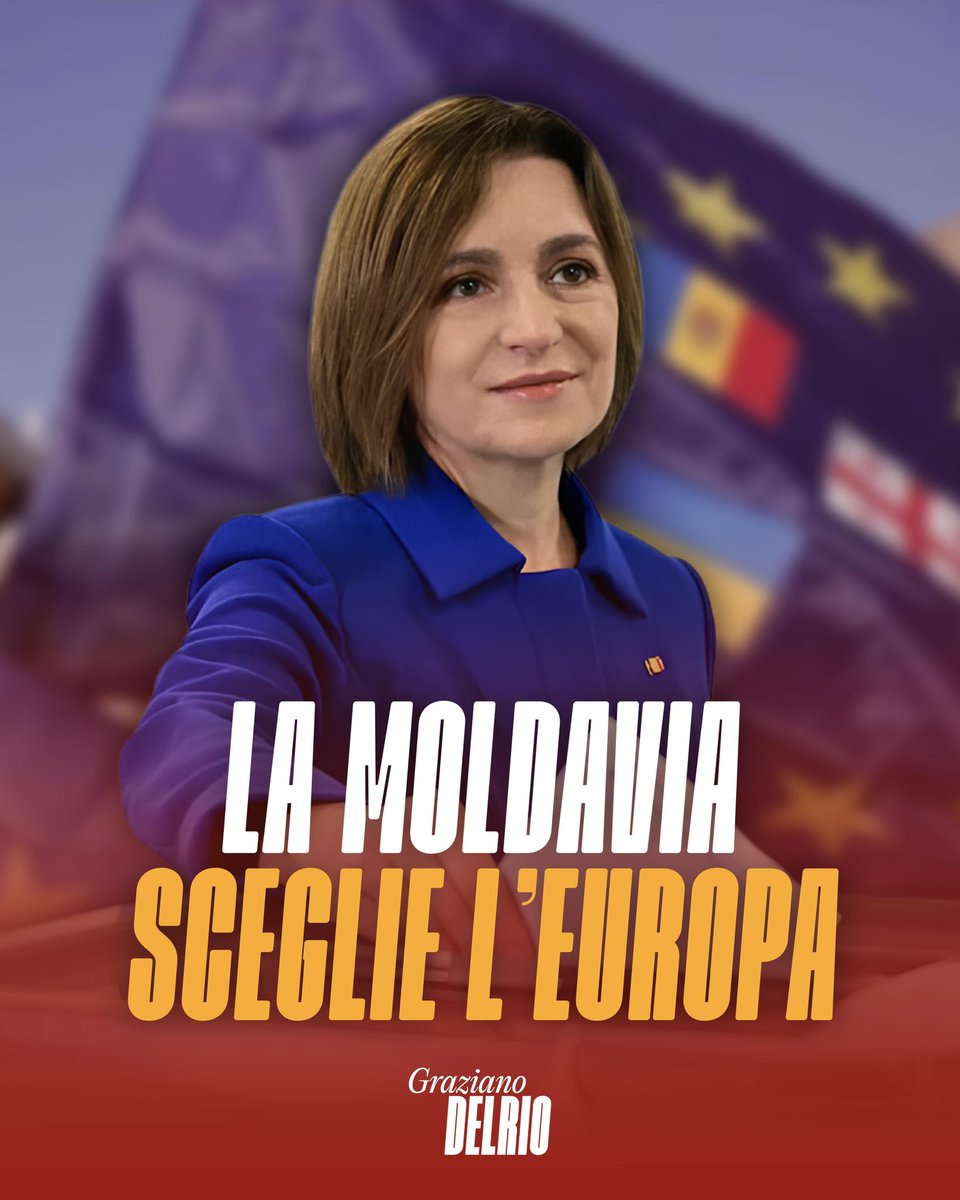 graziano_delrio's tweet image. La #Moldavia ha scelto l’#Europa.
Con oltre il 50% dei voti, il popolo moldavo ha inviato un messaggio chiaro e inequivocabile: il futuro è europeo, il futuro è democratico. La Moldavia ha scelto la strada della libertà, dei diritti, della pace. L’Europa come casa comune.