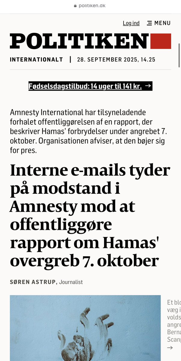 Sidste søm i kisten på Amnesty Internationals troværdighed. Organisationen, der bryster sig af at bekymre sig for menneskerrettigheder, vil ikke udgive en rapport om H*mas bestialske massakrer d.7 oktober fordi det fjerner fokus fra "Israels folkemord" og den globale kampagne for