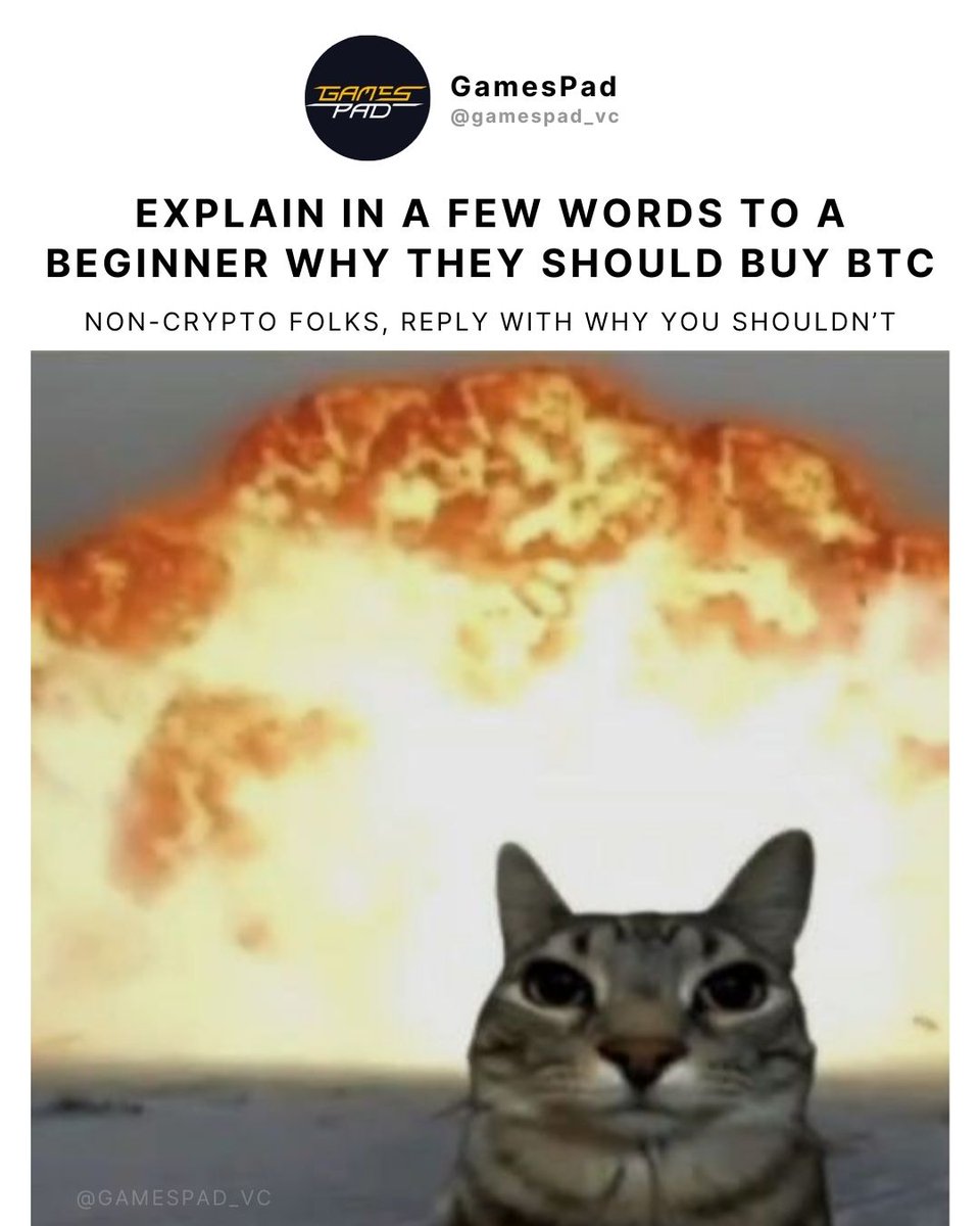 gamespad_vc's tweet photo. Gamers, explain below why a beginner should buy Bitcoin?  Non-crypto folks, reply with why you shouldn’t—let the battle begin!  😂🗡️#Bitcoin #CryptoBattle  #CryptoDebate https://t.co/3BYC4WPJSt