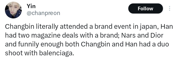 chrischanholic's tweet photo. chn literally went to two shows at most thanks to fend! this year while being kept in the dungeon for most of the time except for cb period and that's your definition of "many"???and both of them literally had this too???and didn't scb just attended a brand event too pls be fr https://t.co/wMW36RgAxy