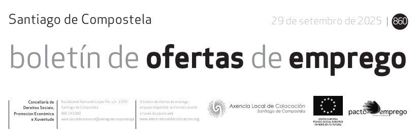 Xa podes consultar o boletín semanal de ofertas de emprego na web: tinyurl.com/498ffuy9