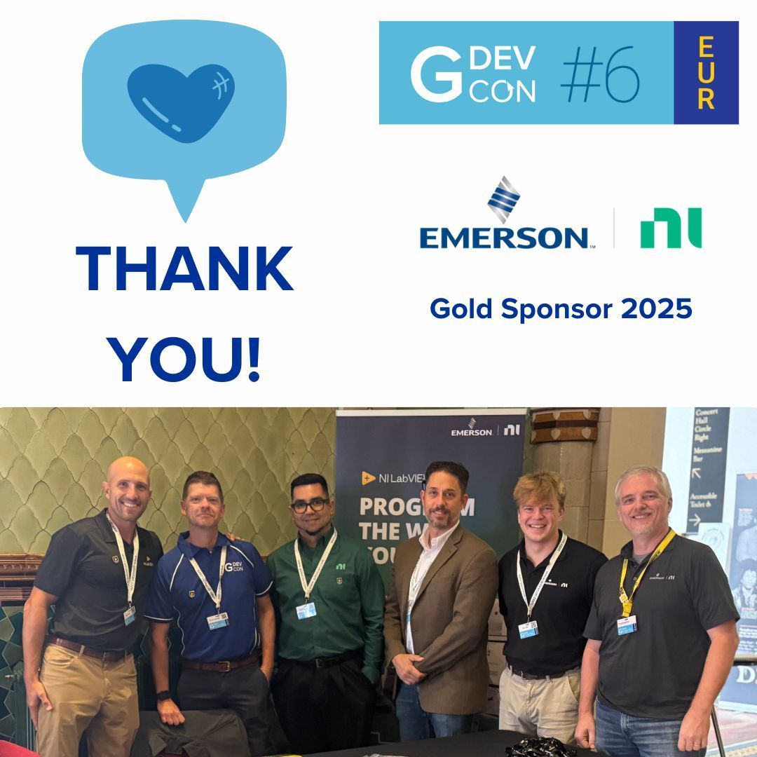 GDevConference's tweet image. Big thanks to @NIglobal for being a Gold Sponsor and joining the Expert Bar at #GDevCon 2025! 👏 Your expertise and support helped make the event a success and gave the LabVIEW community an opportunity to speak to the team in person. 🔗 ni.com