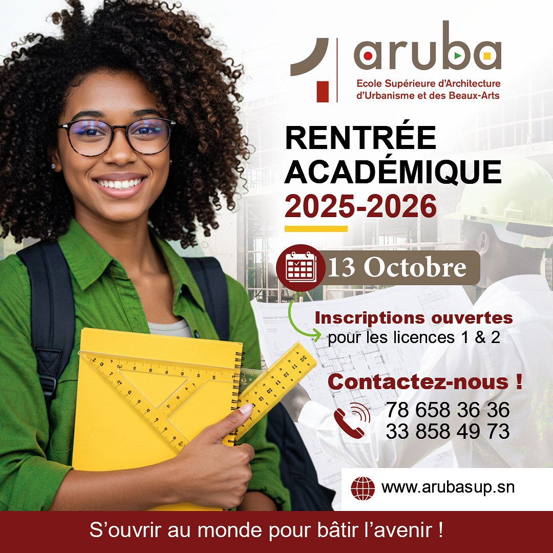 arubasup's tweet photo. Rentrée académique 2025-2026 : ARuBA-Sup vous ouvre ses portes pour une nouvelle année académique. 
Filières proposées : Architecture – Urbanisme – Arts appliqués
✍️Inscriptions en cours 
#rentreeacademique #Architecture #Urbanisme #artsappliqués #écolesupérieure https://t.co/3cZaNYJ72Q