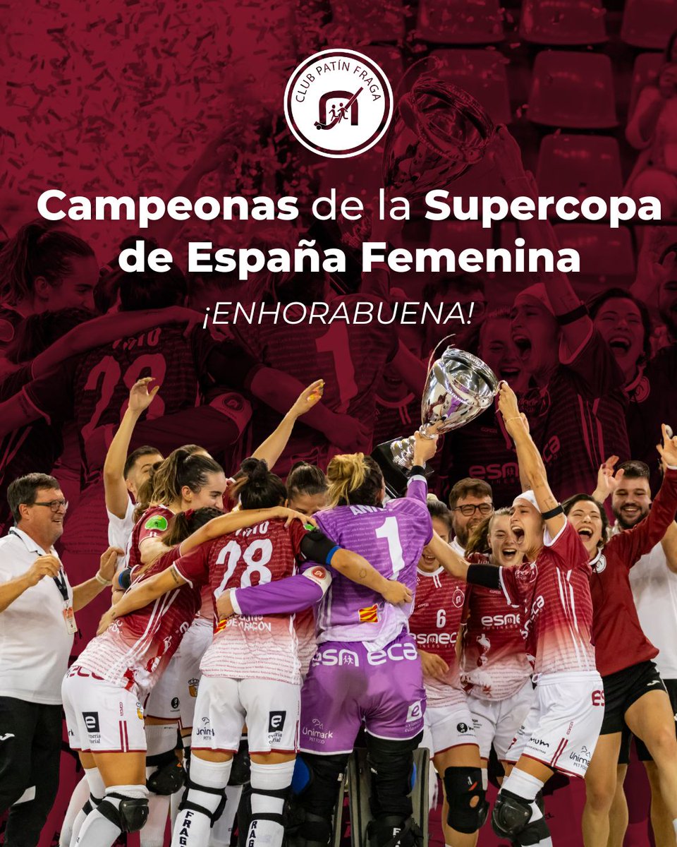 ¡En Esneca estamos de celebración! 🎊

El <a href="/clubpatinfraga/">Club Patín Esneca Fraga</a> se ha proclamado Campeón de la Supercopa de España Femenina 🏑🏆

¡Enhorabuena, campeonas! ✨ 

#hockey #hockeypatines #patrocinadoroficial #supercopa #supercopadeespaña