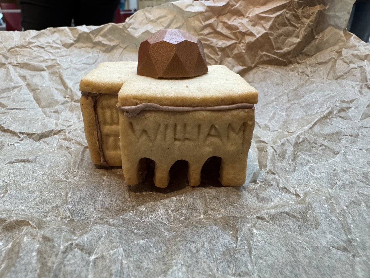 william_whyte's tweet photo. To mark my birthday and the opening of the new humanities building today, one of my colleagues has made this tiny, tasty Schwarzman Centre! https://t.co/hL628mPBr6