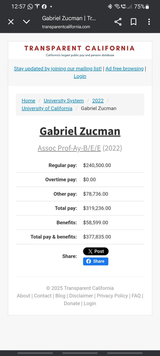 Gabriel Zucman 
Sur Transparent California

C'est pas mal, ça, de vivre aux USA, de toucher plus de 30k$ par mois, avec 15% d'impôts max, et venir donner des leçons en France sur les riches qui payent pas assez d'impôts...

Lien : share.google/UxB3iAeSOxjTp2…