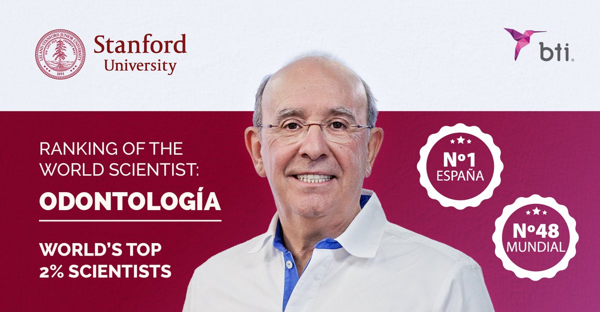 BTI Biotechnology Institute (@btibiotech) on Twitter photo • El Dr. #EduardoAnitua vuelve a destacar como el odontólogo español más influyente del mundo en el Ranking de <a href="/Stanford/">Stanford University</a> . Además, lo sitúa en el número 48 a nivel mundial.👉 ow.ly/grkz50X3vpy • El Dr. #EduardoAnitua vuelve a destacar como el odontólogo español más influyente del mundo en el Ranking de <a href="/Stanford/">Stanford University</a> . Además, lo sitúa en el número 48 a nivel mundial.👉 ow.ly/grkz50X3vpy