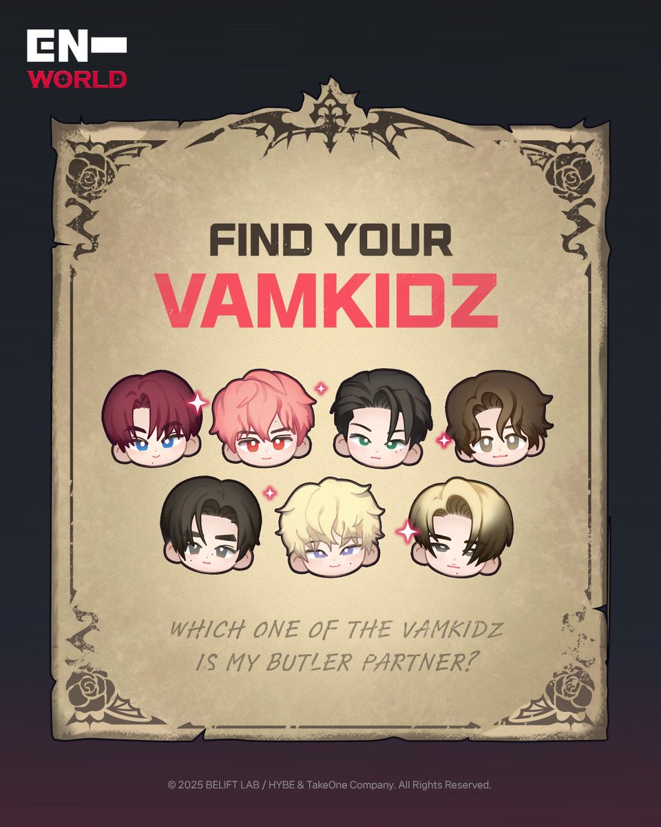ENHYPENWORLD_X's tweet image. Which VAMKIDZ is my perfect match? 🧛
Take the test and share your results! ✨
📌 If the results get shared more than 1,500 times
before the October 16th launch, all users will receive
💰 1,500 VAMPIR Boarding School Coins 🎁
which can buy VAMKIDZ customization items…