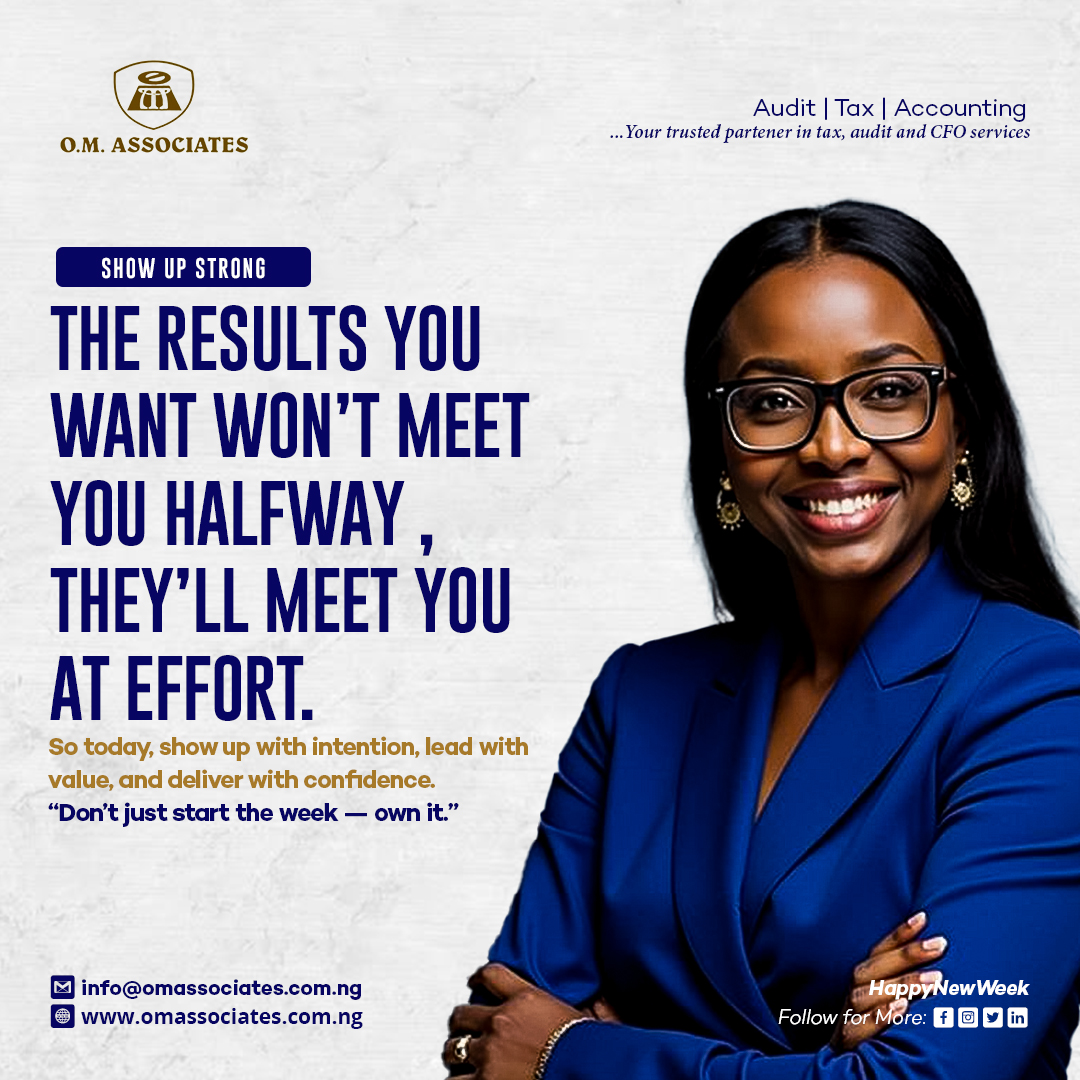 OMAssociates8's tweet photo. Show Up Strong
The results you want won’t meet you halfway — they’ll meet you at effort.
So today, show up with intention, lead with value, and deliver with confidence.
“Don’t just start the week — own it.”
#OwnTheWeek #ProfessionalMindset #CorporateEdge https://t.co/QLyHCMKyRJ