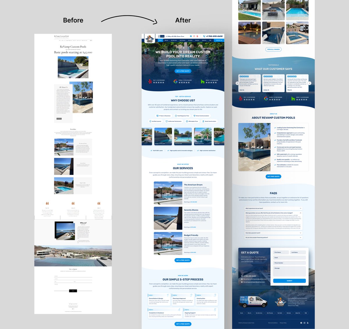 YagneshPipariya's tweet photo. 💧Would you trust a pool company with a website that looks like it hasn’t been updated in 10 years?

That was Revamp Custom Pools’ old site… and here’s how we turned it into a lead-generating machine. 

#WebDesign #LeadGen #SmallBusiness  #Ui #PoolServices #UXDesign  #Conversion https://t.co/n4AQMJrg8Y