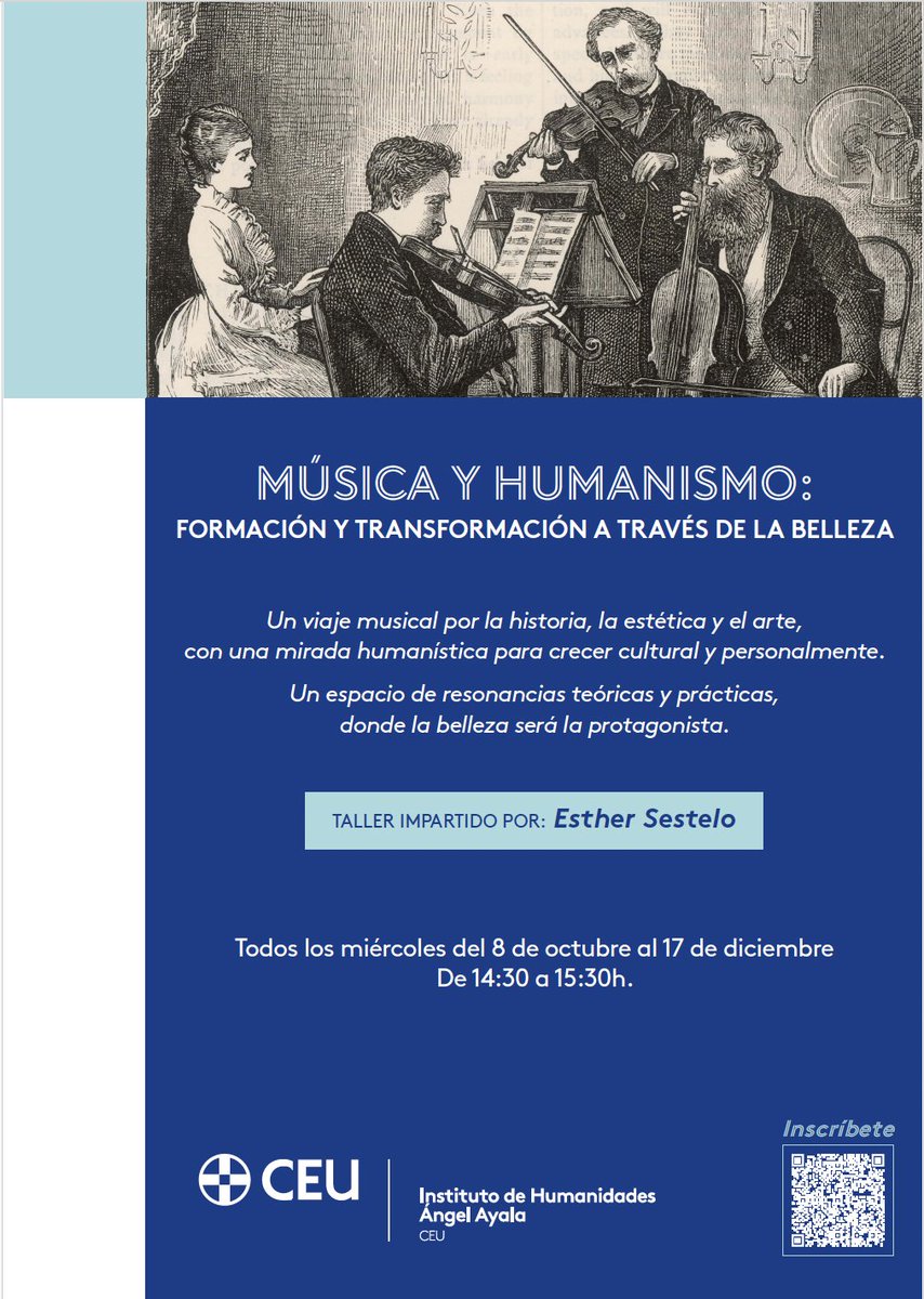 Desde <a href="/CeuAyala/">Instituto CEU de Humanidades Ángel Ayala</a> iniciamos el curso "Música y humanismo. Formación y transformación a través de la belleza", especialmente pensado para alumnos de <a href="/USPCEUHumYCom/">Humanidades I Universidad CEU San Pablo</a>
