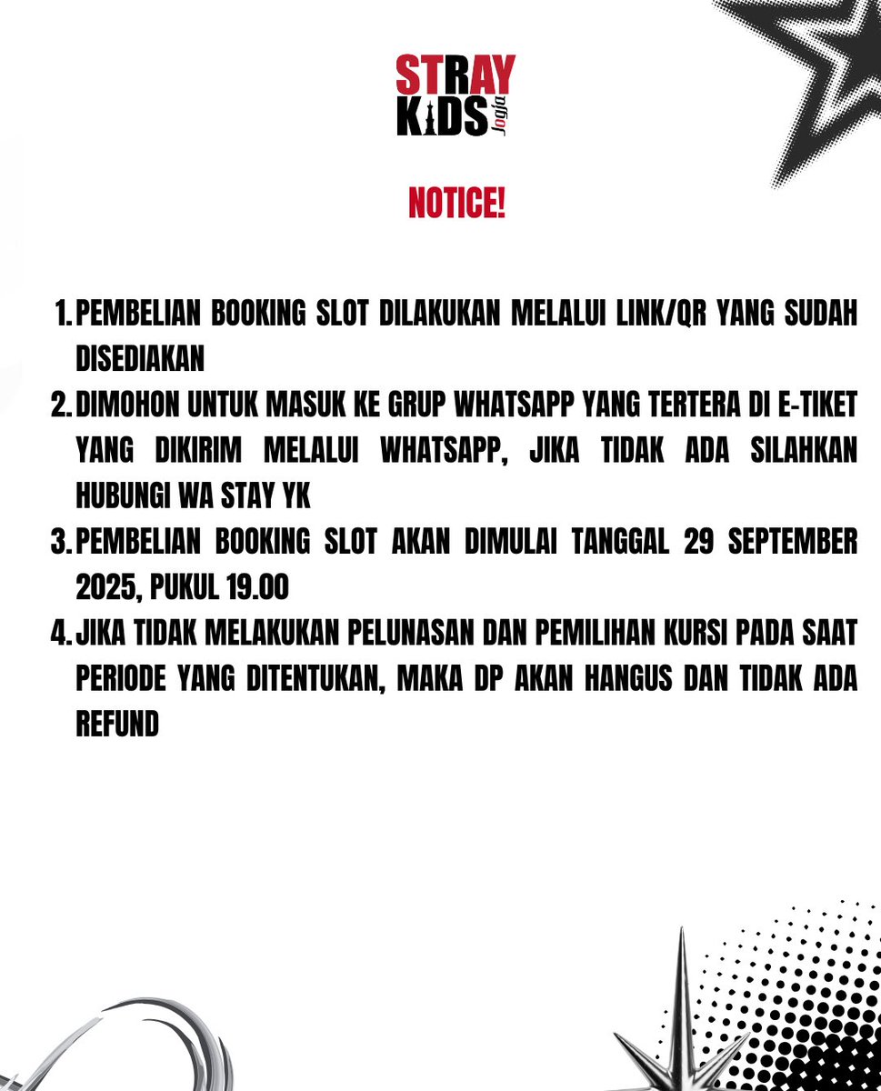 [ NOBAR ENCORE ]

⚡𝐝𝐨𝐦𝐢𝐧𝐀𝐓𝐄 : 𝐜𝐞𝐥𝐞𝐛𝐫𝐀𝐓𝐄 ⚡️

📆 October 19th, 2025
🕰 14.30 - 20.00
📍 TBA
🎟 Bookslot : 60K (Info pelunasan by grup WA, join link yang ada di e-ticket)
👚 Default (Red &amp; Black)

Tickets can only be purchased on the website wootix.id