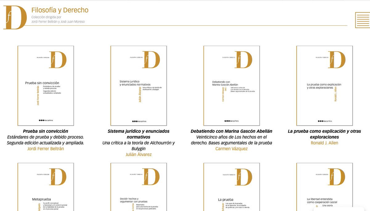 La colección Filosofía y Derecho, de <a href="/marcialpons/">Marcial Pons Librero 📚</a>, reúne ya 158 libros. Creo que son un muy buen reflejo de la filosofía del derecho en español de los últimos 30 años. Aquí les dejo la web en la que encontrarán toda la información: filosofiayderecho.es
¿Nos ayudan a continuar?