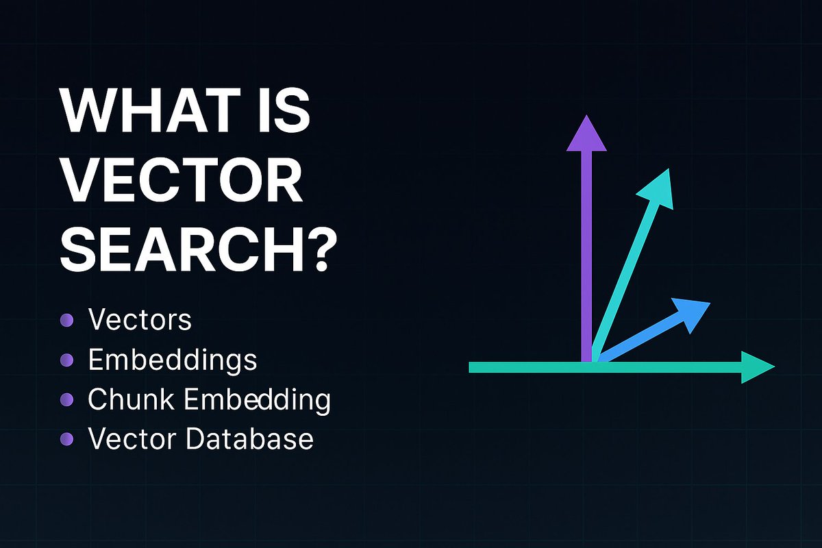 Sirousyari's tweet photo. What is Vector Search?
If you’ve ever wondered how AI finds meaning—not just keywords—this guide breaks it down. Learn about embeddings, chunking, vector databases, and how semantic search powers smarter apps.
👉 Read the full article here: https://t.co/ZEDcYHqAyR
#AI #SATGIN https://t.co/wJfohq5Uju
