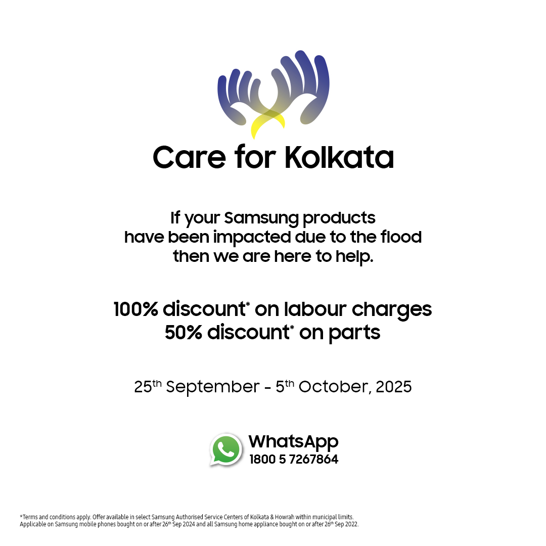 In these unprecedented times, we stand strong with you. Our flood care services are now available in impacted areas of Kolkata and Howrah. WhatsApp us at 1800 5 7267864. T amp C apply. floodcare Samsung https t.co wFWw5DSdEs In these unprecedented times, we stand strong with you