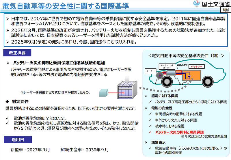 国交省、電気自動車などにバッテリ火災発生時の乗員保護性能確認試験導入 car.watch.impress.co.jp/docs/news/2050… #国交省