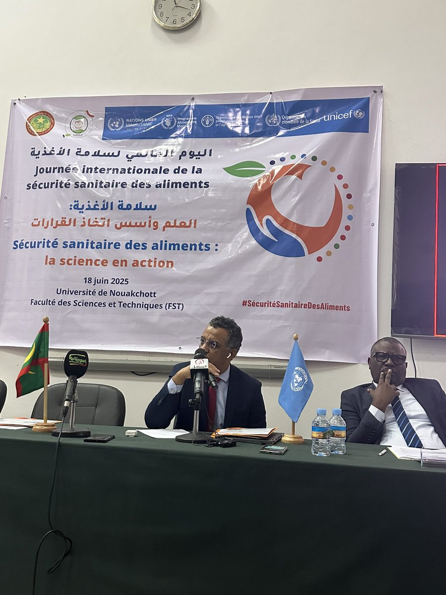 🔖Retour sur la #JournéeSécuritéSanitaireDesAliments en #Mauritania🇲🇷 avec #AMSSA, <a href="/WFP_FR/">PAM (WFP in French)</a> , @Univ_Nouakchott, <a href="/WHO/">World Health Organization (WHO)</a>, <a href="/FAO/">Food and Agriculture Organization</a>, <a href="/UNICEF/">UNICEF</a> &amp; partenaires.

👉 La sécurité des aliments est essentielle pour la #sécuritéalimentaire &amp; la #nutrition en Mauritanie.

<a href="/FAOWHOCodex/">Codex Alimentarius</a> 

#JISSA2025