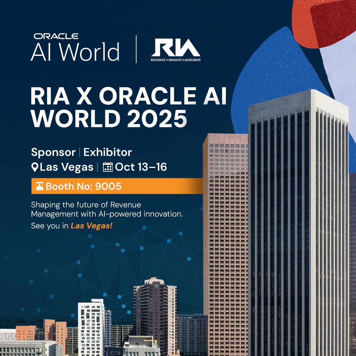 riaadvisory's tweet image. 📢 Exciting News! 
RIA Advisory is an Exhibitor at Oracle AI World 2025! 🎉
📍 Las Vegas | Oct 13–16
📌 Booth #9005
Meet us to see how Oracle-powered revenue management (ORMB, CC&amp;amp;B, CIS) is driving AI-powered transformation in Finance, Healthcare &amp;amp; Utilities.

#OracleAIWorld2025