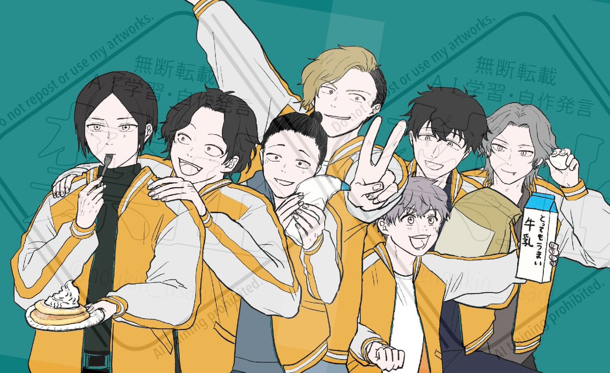 なんでこんなに人数いるんだ〜〜って思いながら描いてたけど納まったらギュウギュウでかわいい（自画自賛👏）