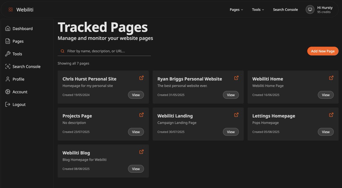 the_chrishurst's tweet image. Finally glad to launch Webiliti - a web app to help monitor your website’s performance over time