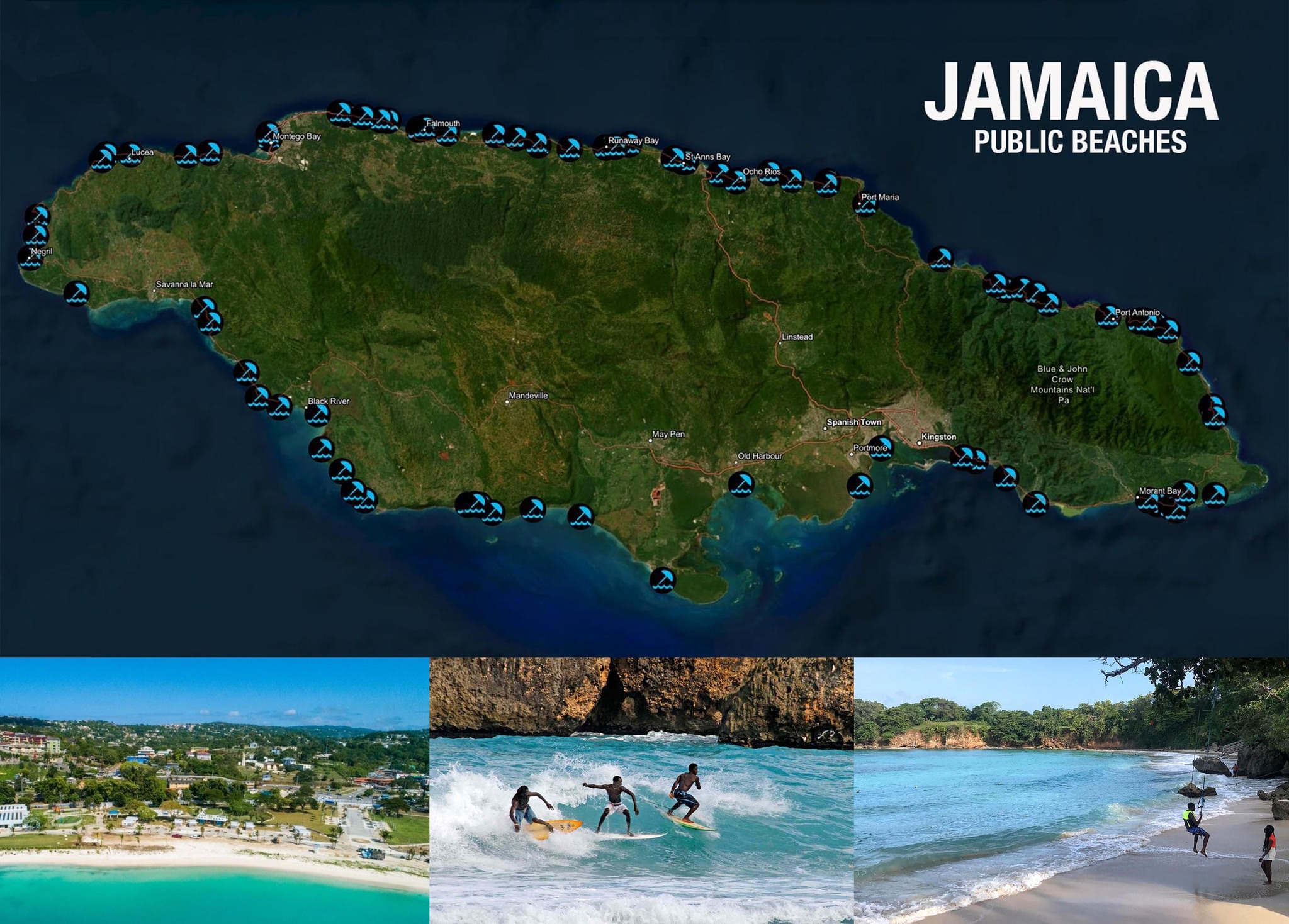 Map Jamaica Beaches Jamaica Beach Guide | NEPA