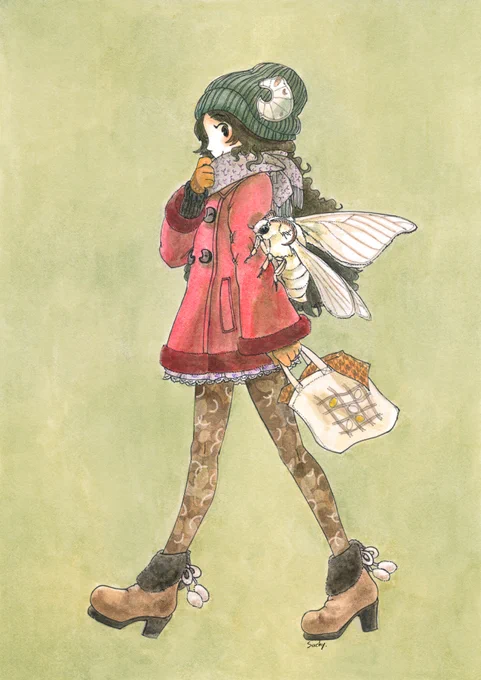 養蚕風味のタイツは過去に描いたことがあったりします。2枚目は当時ポストカードにしました。