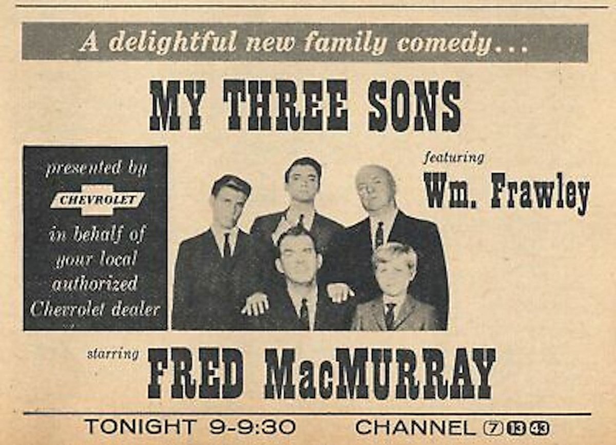 michealsander11's tweet photo. #OTD in 1960: the 1st pilot episode of #Mythreesons "Chip of the Old Block" 9/29/60 on @abc
Steve (Fred MacMurray) is introduced to an attractive single woman. And Chip his youngest son invited to a school dance with a **GIRL***!
Happy 65th Anniversary to #Mythreesons! https://t.co/P33SjXJRCF