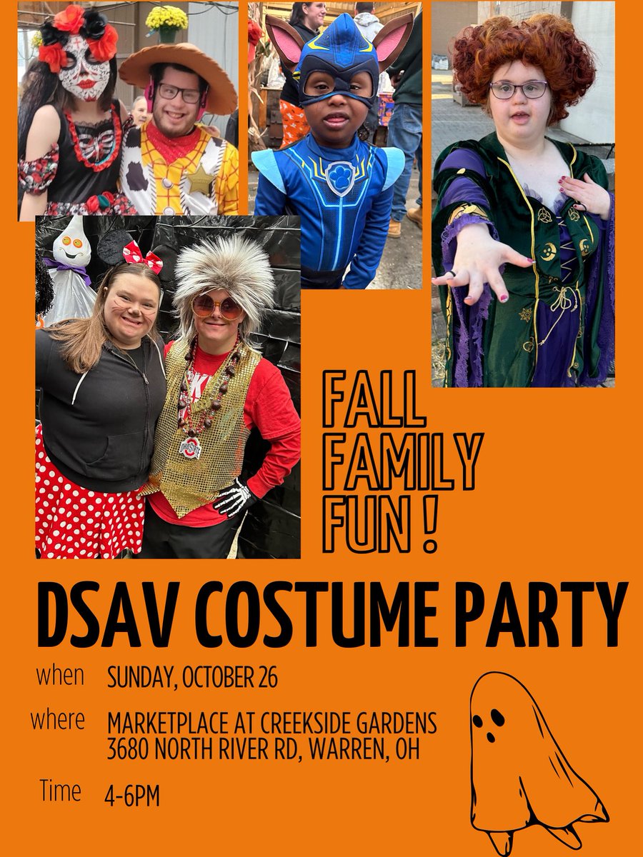 DSAV members &amp; their families are invited to dress in their favorite costumes and join us for fall festivities at the Market Place at Creekside Gardens, Sunday October 26 from 4-6. Fall crafts, bounce houses &amp; refreshments will be provided. Rsvp : dsav.org