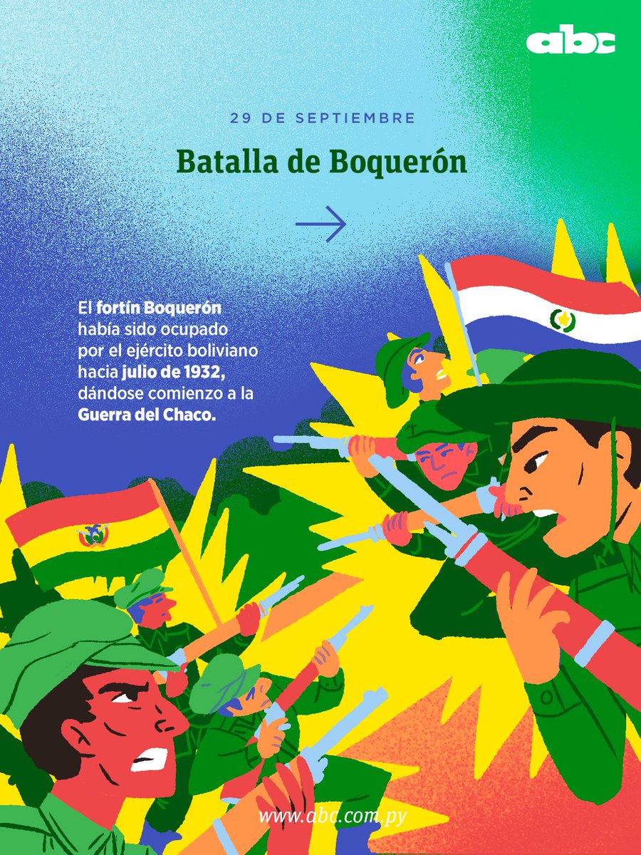 ABCDigital's tweet photo. Hoy se conmemoran 93 años de la victoria paraguaya en la Batalla de Boquerón, durante la guerra del Chaco contra Bolivia.

El episodio representó la recuperación de un fortín estratégicoy  sirvió al Ejército Paraguayo para desarrollar otras técnicas de combate para futuras confrontaciones.

🖌️ Una ilustración de @ledasostoa

📱https://t.co/QhRvCFbNHb