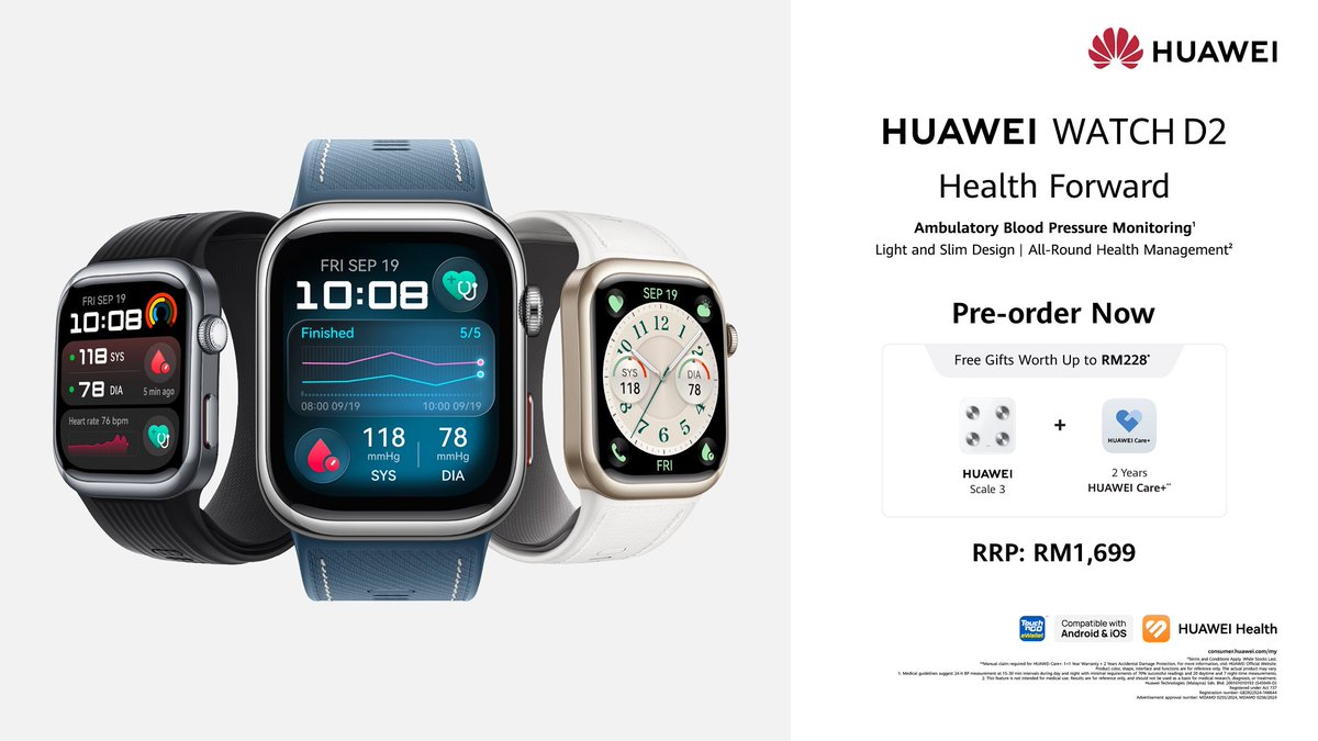 The #HUAWEIWATCHD2 is now arriving in a new Blue Colour. Built with Ambulatory Blood Pressure Monitoring* and Anytime BP Measurement*.
 
Learn More:
bit.ly/WATCHD2-FB-HWS1

*This product is not intended to replace any medical diagnosis or treatment. 
#HUAWEIMY #HUAWEIWATCHD2
