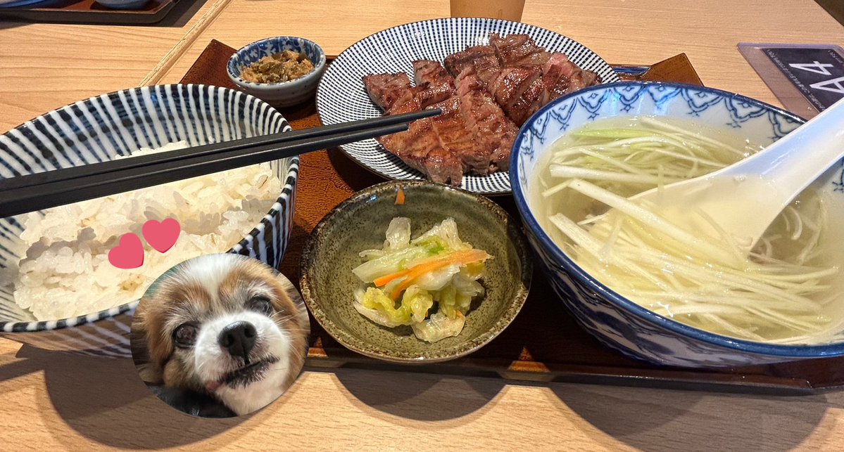 🐶牛タン定食🥩🐃🐂🐄✨️
👤最高に美味かったです！

🌙今日も一日お疲れ様でした⭐️
🛌おやすみなさいぬん😌💤