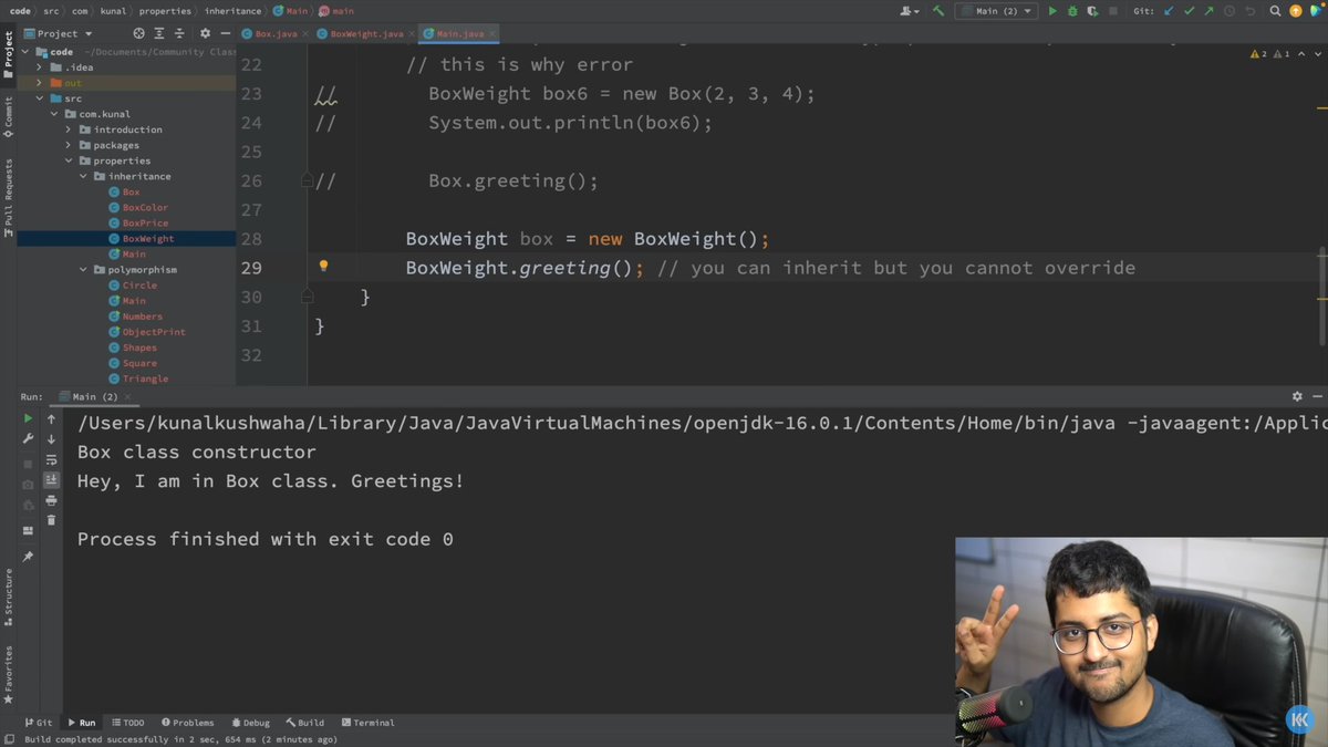 Amiitraiii's tweet image. Day 37 of learning with @kunalstwt
Today's focus was on Polymorphism, Encapsulation, Abstraction , and Data Hiding . These are building blocks that make java more powerful and flexible
#DSAwithKunal #JavaLearning #60dayofCode #OOPS