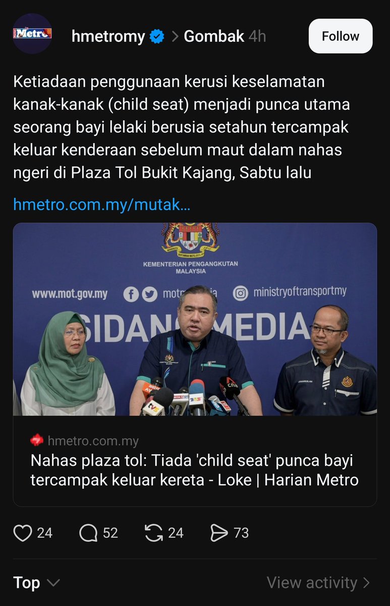 m_zzza's tweet photo. Seriously @anthonyloke ?
Kalau baby tu on car seat pun, 100% takkan mati dgn impact kuat mcm tu?

Kenapa la menteri² Malaysia ni suka ckp tanpa fikir dulu. Kesian rakyat Malaysia. https://t.co/tc1CFFRo4i