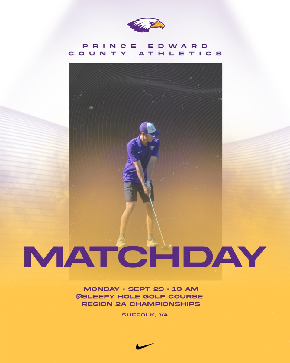 ⛳️REGIONAL 2A CHAMPIONSHIPS TODAY! ⛳️
 
Eagles tee off at 10 AM Monday in the Region 2A Championships at Sleepy Hole Golf Course! Let’s go, Eagles—play with pride and bring it home! 💪💜 

#GoEagles #Region2A #EaglePride #Golf #Purple #Gold #EagleNation #EaglesRising