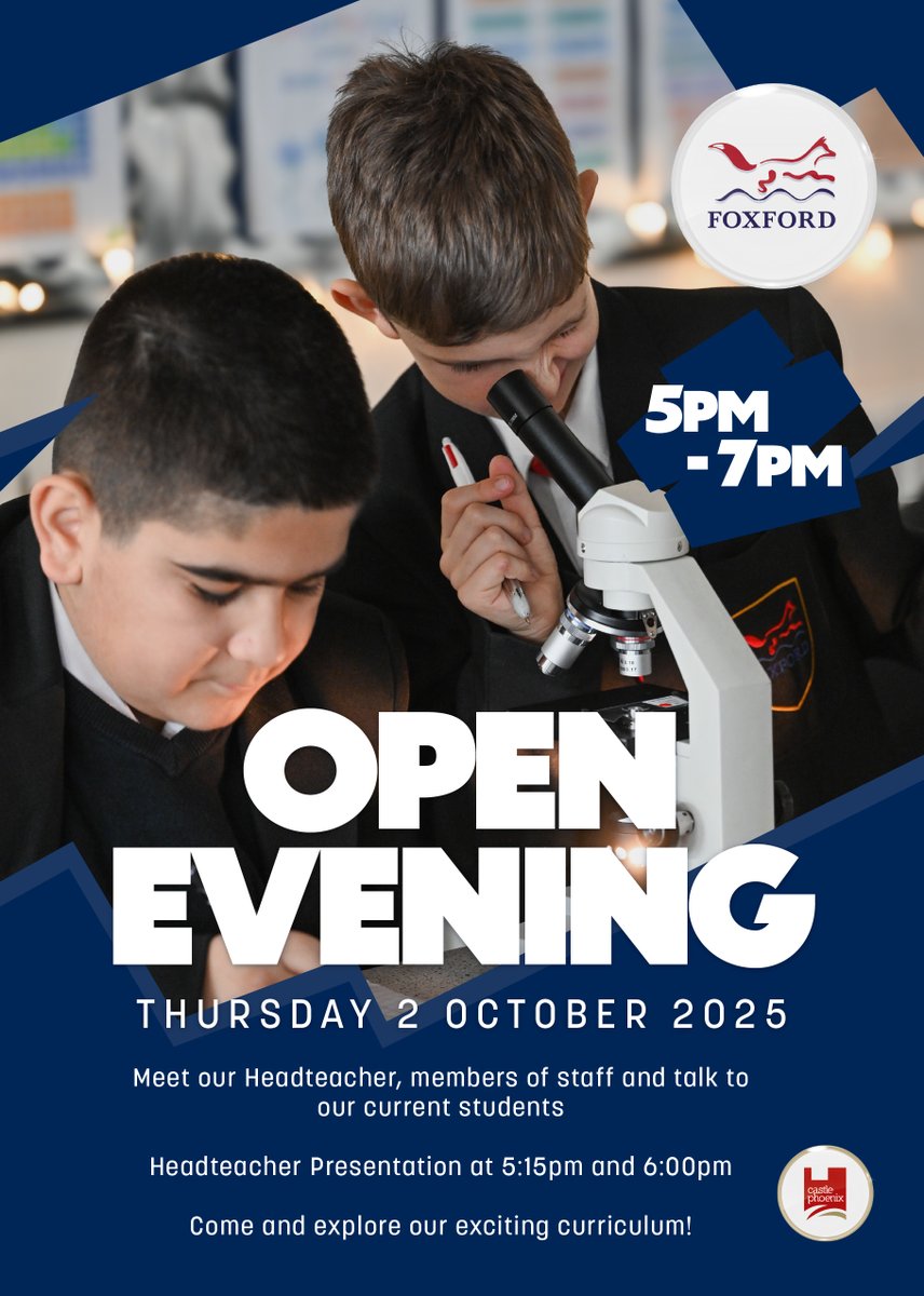 Year 5/6 Open Evening 

Thursday 2 October 2025 

5.00pm-7.00pm