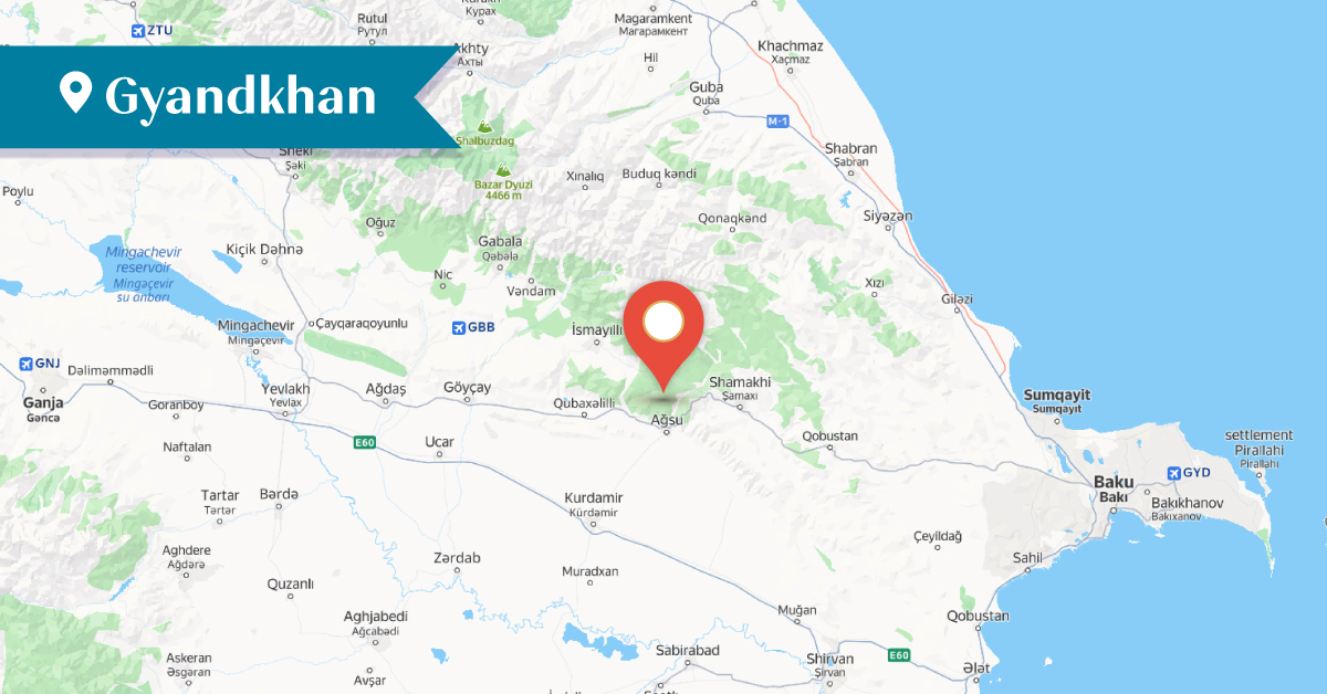 The Armenian village of Gyandkhan[1] is located in the present-day Aghsu district, 10.9 km northwest of the district center Aghsu. In the past, it was part of the historical territory of Shirvan.

Very few records about this Armenian village have been preserved. Judging by the