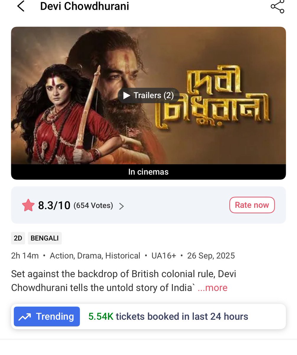 #RaghuDakat - 20.32K
#Raktabeej2 - 11.91K
#DeviChowdhurani - 5.54K
(Till 5 PM at Saptami Evening) 
Theree Cinemas of Pujo release trending in #BookMyShow