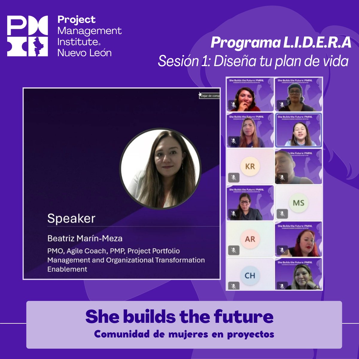 pminl's tweet photo. ✨ Iniciamos con éxito L.I.D.E.R.A, un espacio para impulsar el liderazgo femenino en proyectos.  Con Beatriz Marin-Meza aprendimos a “Diseñar tu plan de vida” y nos llevamos inspiración y motivación. 📷 #MujeresLíderes #ProjectManagement #PMINL https://t.co/T0xDiRZsIh