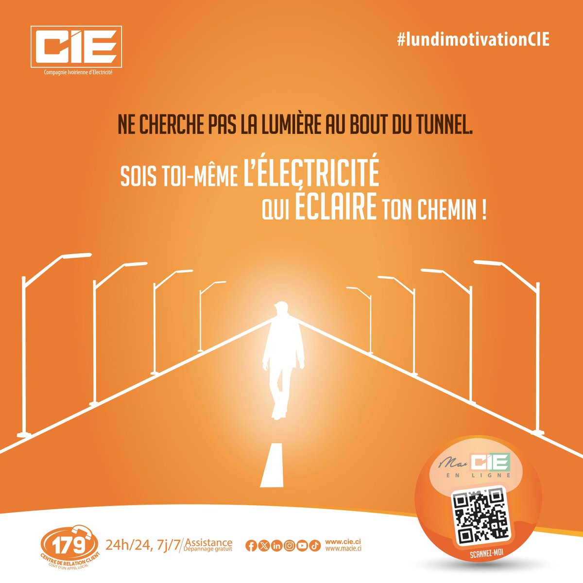 🌞 Quand la galère veut t’éteindre, toi-même deviens générateur d’énergie.💯
 #LundiMotivationCIE
#OnEstBranché
 #GoodEnergy
#LundiMotivation