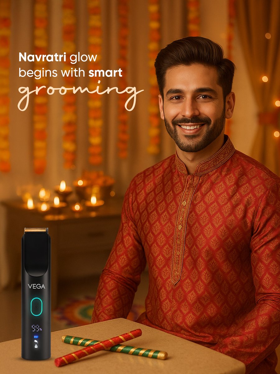 vega_beautycare's tweet image. This Navratri, shine bright and glow in style! Ace your festive look with Vega Smart Grooming essentials and let your style sparkle as much as your spirit.

#VEGA #VegaGlow #VegaStyle #SmartGrooming #FestiveGlow #NavratriStyle #mengrooming