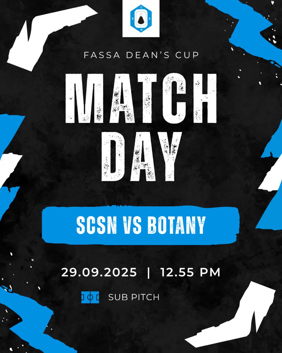SCSN_Sports's tweet photo. Chemistry prepares to ignite their FASSA Dean's Cup campaign against Botany! 

 Will Chemistry's precision prove potent or will Botany's organic flair flourish?

DATE: Monday, 29th of September
TIME: 12:55PM
VENUE: SUB pitch

Don’t miss the drama! https://t.co/1qigYjsS2e
