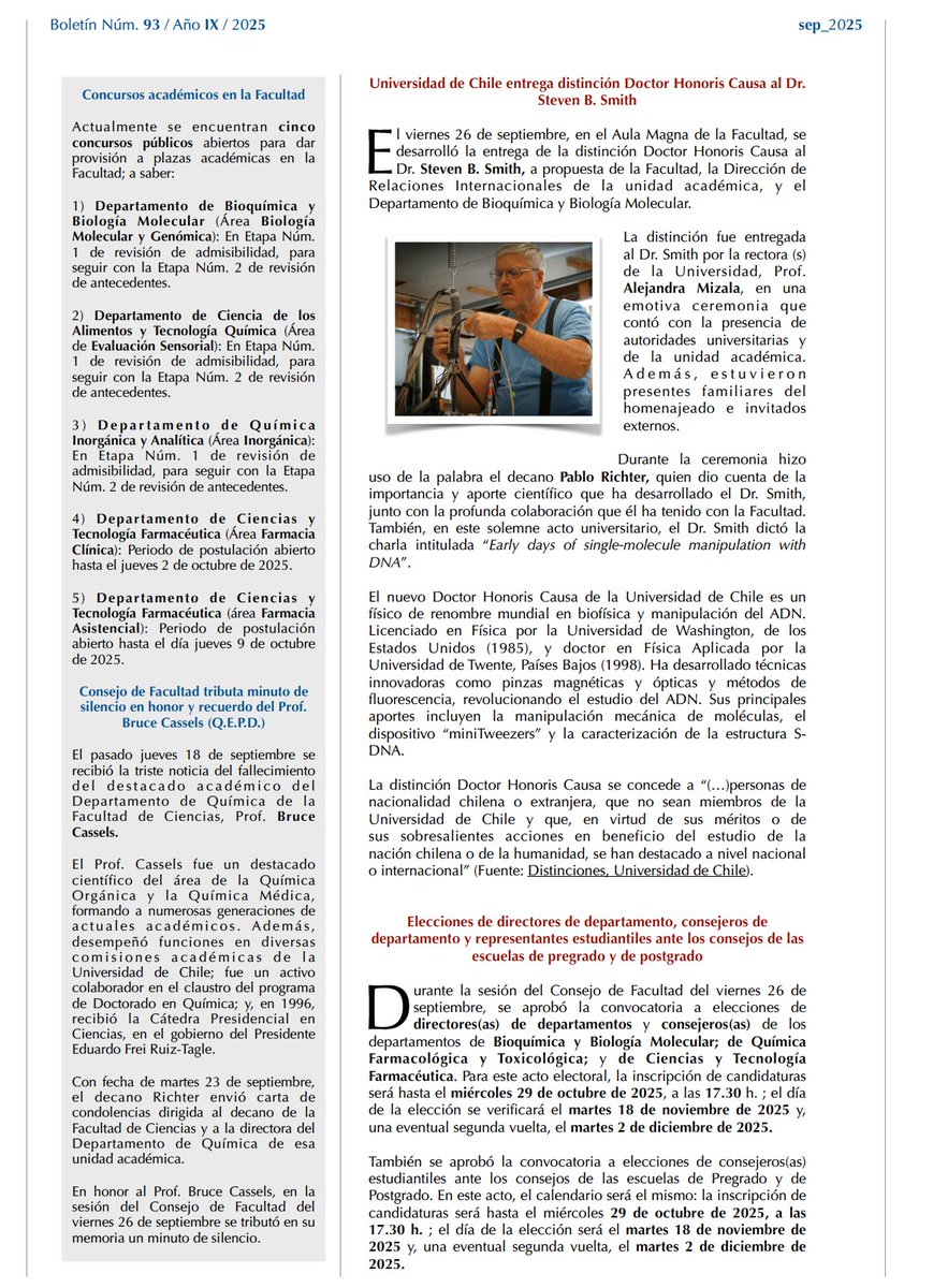 faciqyf's tweet photo. Dejamos  a disposición de la comunidad universitaria el Boletín "Consejo de Facultad al Día" Nº93 @QuimicaUdeChile @uchile 
#FaCiQyF #FaCiQyF #80añosFaCiQyF 

https://t.co/tdyFEGM6Zj https://t.co/8lliPur0KC