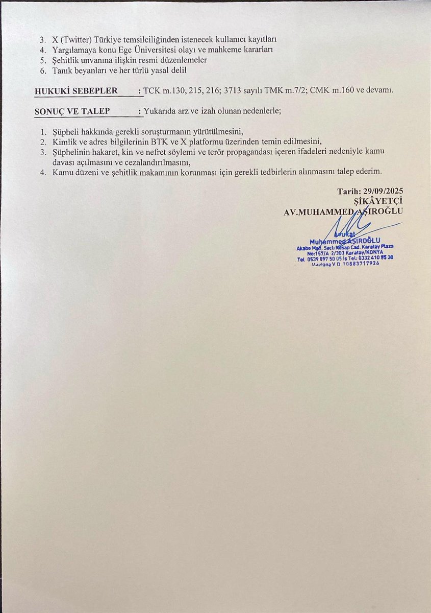 masiroglu's tweet photo. Şehit Fırat Yılmaz Çakıroğlu’na ve saldırıya uğrayan milliyetçi öğrencilere yönelik nefret ve hainlik içeren paylaşım hakkında Konya Cumhuriyet Başsavcılığı’na suç duyurusunda bulundum.  Bu nefret söyleminin cezasız kalmaması için sürecin takipçisi olacağım. https://t.co/dCeemPRMeg