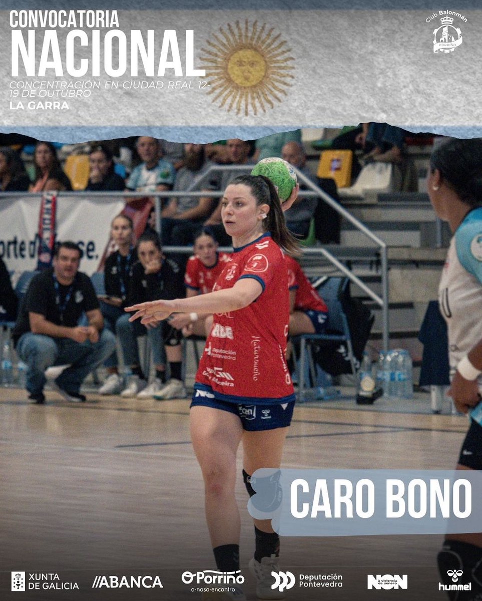 🇦🇷💙 A nosa Carolina Bono viaxará a Ciudad Real para participar do 12 ao 19 de outubro nunha nova concentración coa Selección Arxentina de Balonmán.

Un orgullo ver ás nosas xogadoras representar ao seu país ✨💪 e preparar o próximo mundial

Moita sorte, Caro!