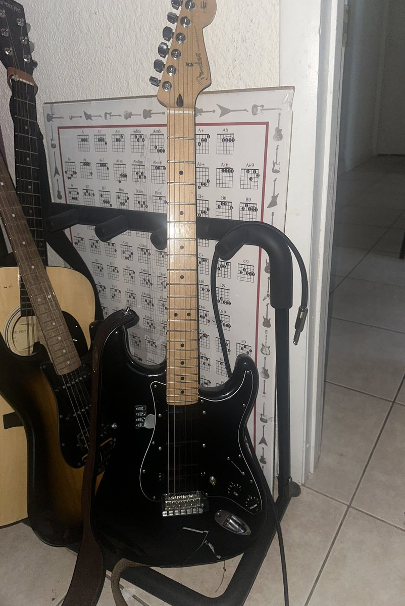roddtheoddv2's tweet photo. rig rundown

PolyTune3

MXR Deluxe Compressor - dont use to often im ngl jus for a couple solos and leads

RAT - its a fucking rat if i could fuck it i would
 
Big Muff Op Amp/Og Big Muff - i swap between the two fuzzes depending on how im feeling, if im using the Og i pair it with the rat to scoop the mids, love the og because of how retardedly big it is for no fuckin reason

MXR Boost - mainly use to boost my solos 

Boss MD 200 - my newest and first modulation pedal still havent fully explored it but so far shit fucks, 12 effects 3 unique parameters for each effect 

Flamma FS02 Reverb - one of my first pedal, does the job

DD3 - mostly use to add ambiance and some leads

Boss katana 100 Mk 2 - this my second amp super versatile has a headphone jack and u can connect to a pc for amp sims, but i had a fender studio eighty five before this that shit fucking ripped dawg, started smoking on me in middle of practice i still think about it 
  
Judith - made in mexico strat, slapped lace sensors pickups on it with a red dually humbucker in the bridge and a tbx tone control for the bridge knob, i love my guitar probably the best guitar in the world