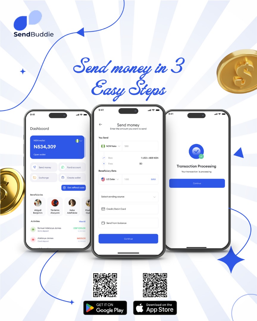 SendBuddie's tweet image. Tap. Send. Smile. It's that simple with SendBuddie.
#SendBuddie #UserFriendly #MoneyApp #RemitWithEase