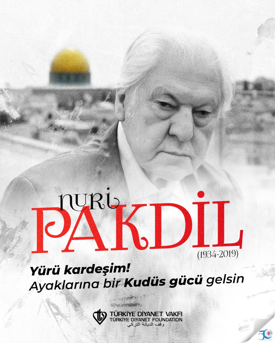 Kalemiyle, kelamıyla, duruşuyla edebiyatımızın “Kudüs Şairi” usta yazar Nuri Pakdil’i vefatının 6’ncı yıl dönümünde rahmet ve minnetle yâd ediyoruz.