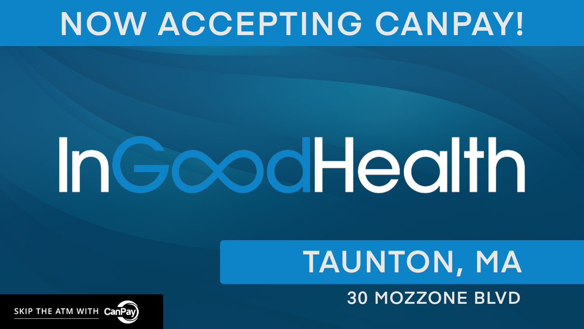 The fine people  at In Good Health are now accepting CanPay at their Taunton, MA (30 Mozzone Blvd) location! Now you can skip the ATM with CanPay on your smartphone at checkout! - zurl.co/89jTS 

#TauntonMA #MACannabis #MADispensary #CanPay #YesWeCanPay