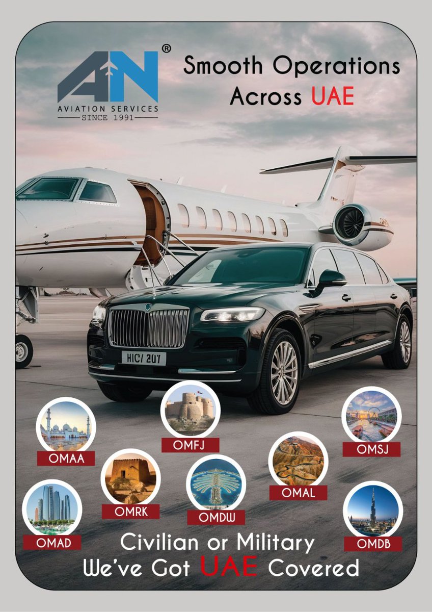 ANAVIATIONco's tweet image. AN Aviation Services: Delivering Overflight &amp;amp; Landing Permits, Ground Handling, Fuel, Catering, and VIP Support across all UAE airports — your trusted partner for seamless aviation solutions in the Middle East and worldwide. #Aviation #UAE #Overflight #LandingPermit #FlightOps